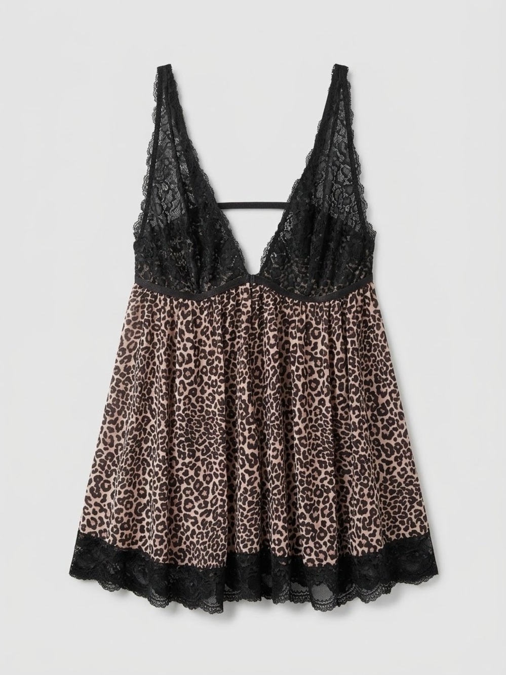 La Vie En Rose Black Lace & Leopard Chemise